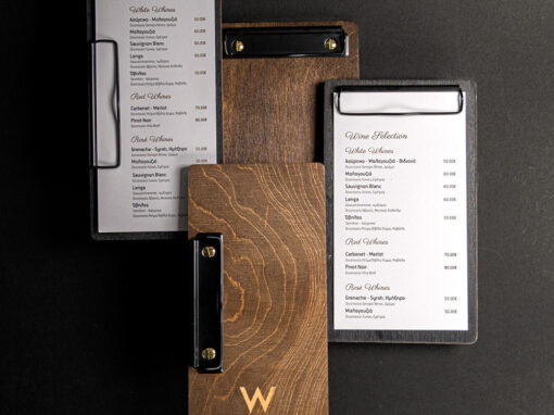Ξύλινα menu holder με laser κοπή και χάραξη